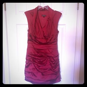 Express- Red Horizontal Pleated Dress